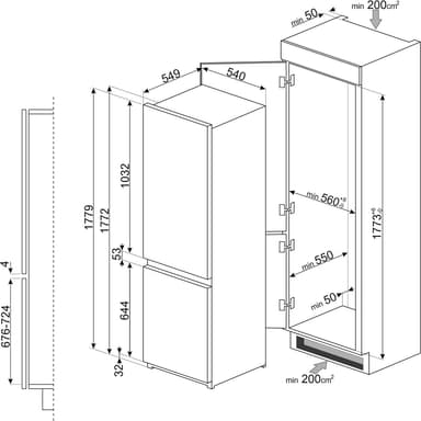 Smeg jääkaappipakastin C41721F integroitava