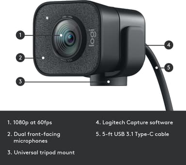 Logitech StreamCam webkamera (grafiitti)