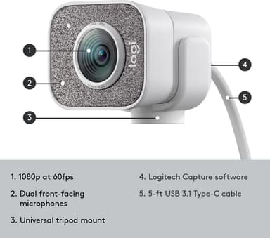 Logitech StreamCam webkamera (valkoinen)