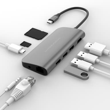 Hyper HyperDrive Power USB C 9-in-1 telakka (harmaa)