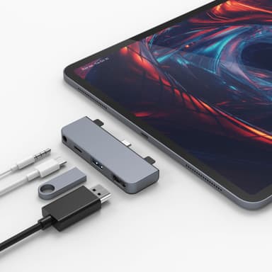 Hyper HyperDrive USB-C 4-in-1 iPad telakointiasema (avaruudenharmaa)