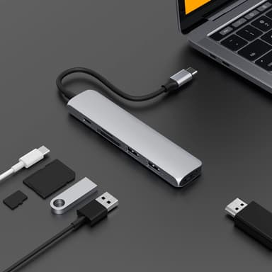 Hyper HyperDrive Bar USB-C 6-in-1 telakointiasema (hopea)