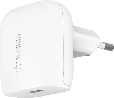 Belkin 20 W seinälaturi + USB-C - Lightning kaapeli (valkoinen)