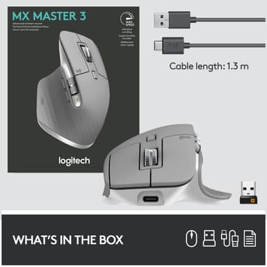 Logitech MX Master 3 langaton hiiri (harmaa)