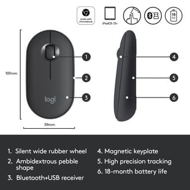 Logitech Pebble M350 langaton hiiri (grafiitti)