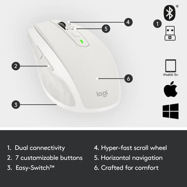 Logitech MX Anywhere 2S langaton hiiri (vaaleanharmaa)