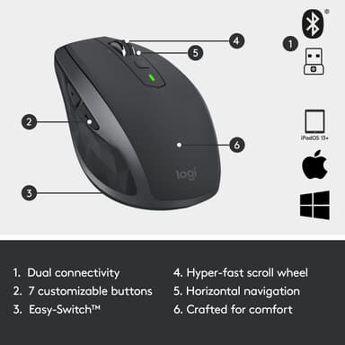 Logitech MX Anywhere 2S langaton hiiri (tummanharmaa)