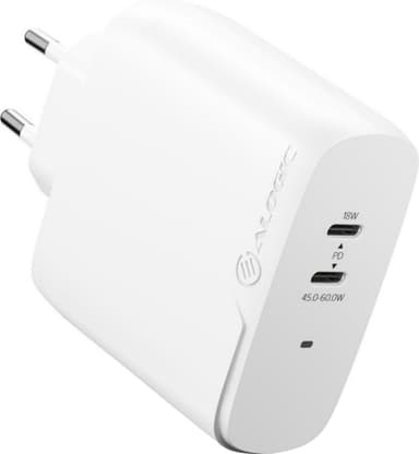 ALOGIC Rapid Power 2-Port 45+18W verkkovirtalaturi + 2m USB-C kaapeli