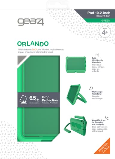 Gear4 D3O Orlando iPad 10,2 suojakuori lapsille (vihreä)