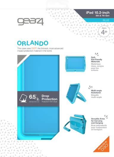 Gear4 D3O Orlando iPad 10,2 suojakuori lapsille (sininen)