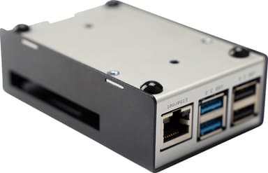 Raspberry Pi 4 Chassi kotelo (musta/hopea)