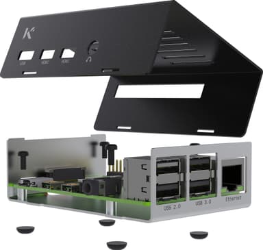 Raspberry Pi 4 Chassi kotelo (musta/hopea)