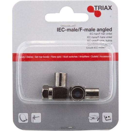Triax antenniadapteri (IEC uros - F-uros kulmaliitin)