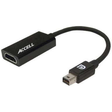 ACCELL UltraAV, MiniDP - HDMI-sovitin, 3D, 4K, 0,2 m, musta
