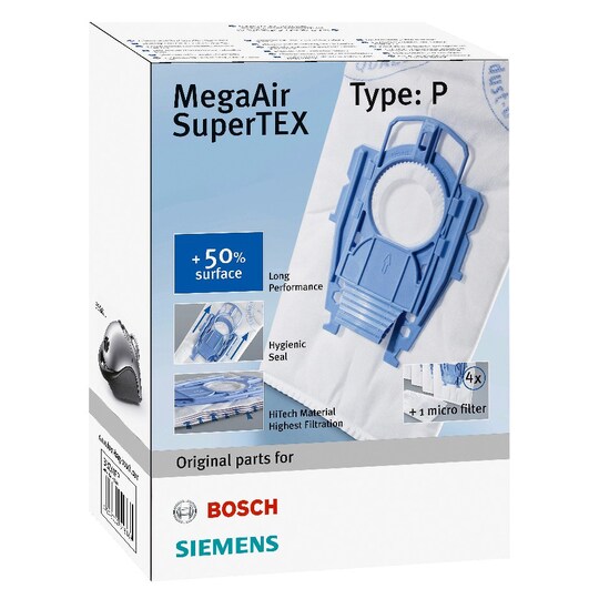 MegaAir SuperTEX pölypussi (Siemens VS08, Bosch BSG/BBS)