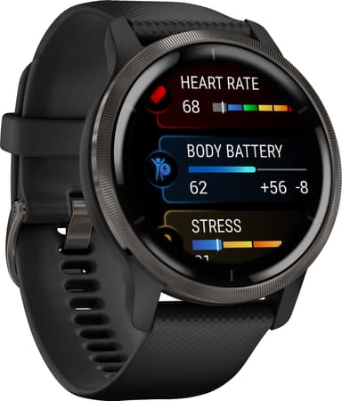 Garmin Venu 2 GPS älykello (musta liuskekivi)