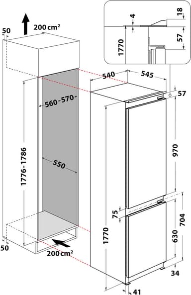 Whirlpool jääkaappipakastin ART66001 integroitava