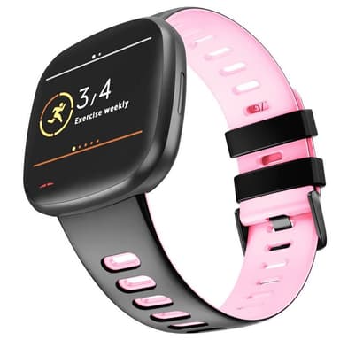 Twin Sport Rannekoru Armband Fitbit Versa 3 - Musta/vaaleanpunainen