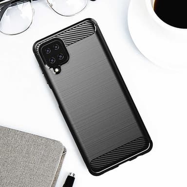 SKALO Samsung A12 Armor Carbon Iskunkestävä TPU suojakuori - Sininen