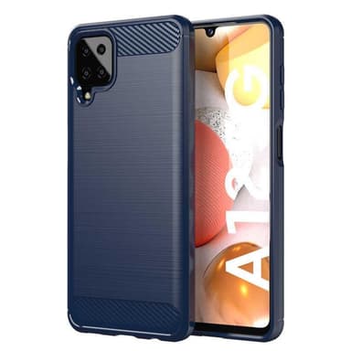 SKALO Samsung A12 Armor Carbon Iskunkestävä TPU suojakuori - Sininen