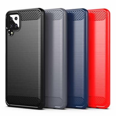 SKALO Samsung A12 Armor Carbon Iskunkestävä TPU suojakuori - Sininen