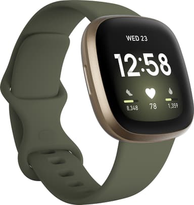 Fitbit Versa 3 älykello (pehmeä kulta/oliivi)