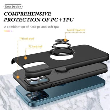 iPhone 12 Pro Max sormirenkaan tukijalustan hybridikotelo