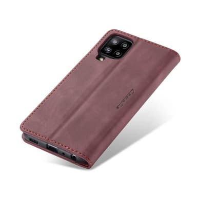 CASEME Retro Lompakkokotelo Samsung Galaxy A12 - Viininpunainen