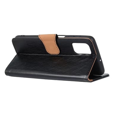 Nappa Texture Split Lompakon Telineen kansi Motorola Moto G100 - Musta