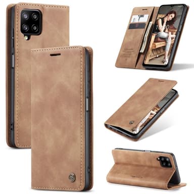 CASEME Retro Lompakkokotelo Samsung Galaxy A12 - Ruskea