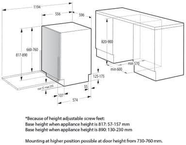 Hisense astianpesukone HF63SC täysin integroitava