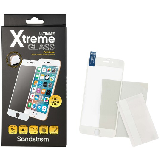 Sandstrøm Curved Glass iPhone 6/6S/7 Plus näytönsuoja (valkoinen)