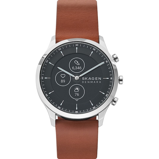 Skagen Jorn Hybrid HR älykello 42mm (hopea/ruskea nahka)