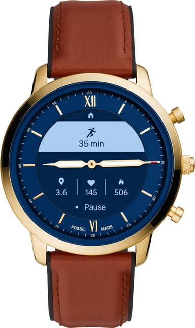 Fossil Neutra Hybrid HR älykello 45mm (kulta/ruskea)