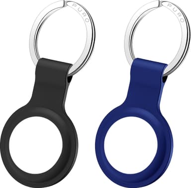 Puro Icon AirTag silikoninen pidike avainrenkaalla 2 kpl (musta/sin.)
