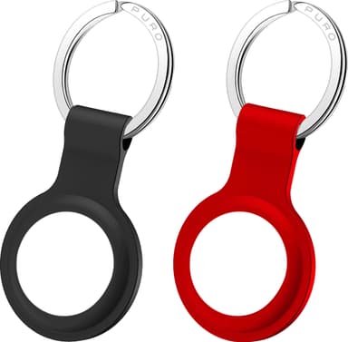 Puro Icon AirTag silikoninen pidike avainrenkaalla 2 kpl (musta/pun.)