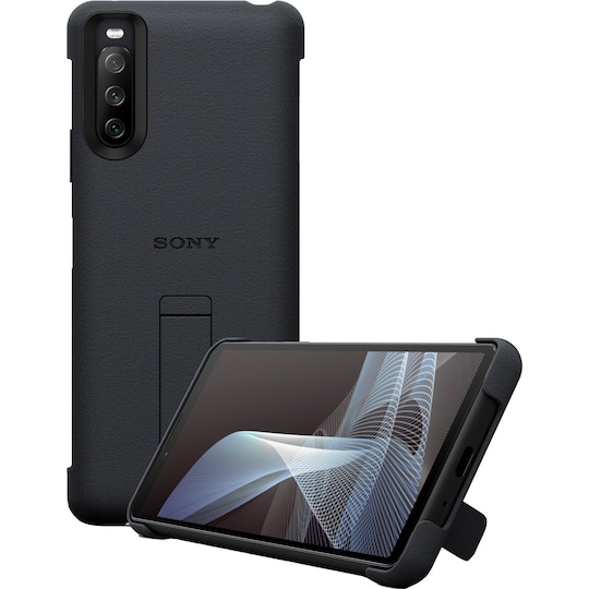 Sony Xperia 10 III Style Cover suojakuori jalustalla (musta)