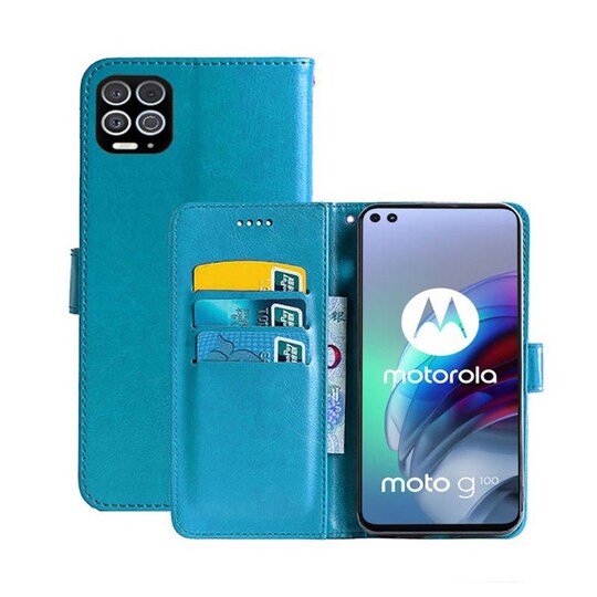 Lompakkokotelo 3-kortti Motorola Moto G100  - Vaaleansininen