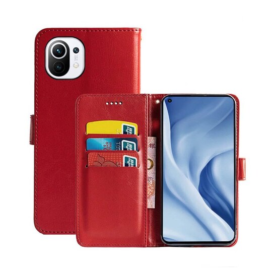 Lompakkokotelo 3-kortti Xiaomi Mi 11 Lite  - punainen