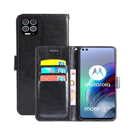 Lompakkokotelo 3-kortti Motorola Moto G100  - musta