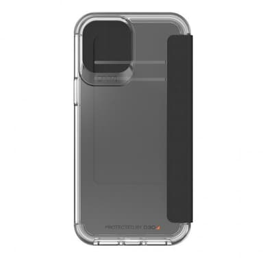 Gear4 iPhone 12 Pro Max Kotelo Wembley Flip Kirkas Musta