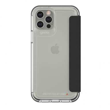 Gear4 iPhone 12/iPhone 12 Pro Kotelo Wembley Flip Kirkas Musta