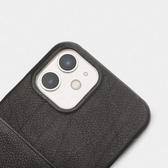 iPhone 12/iPhone 12 Pro Kuori Leather Backcover Musta