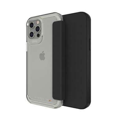 Gear4 iPhone 12 Pro Max Kotelo Wembley Flip Kirkas Musta