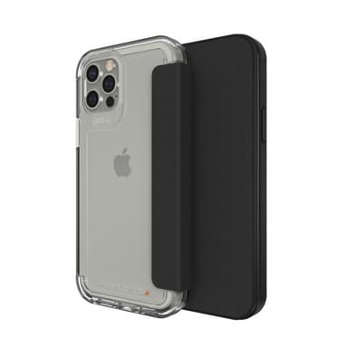 Gear4 iPhone 12/iPhone 12 Pro Kotelo Wembley Flip Kirkas Musta