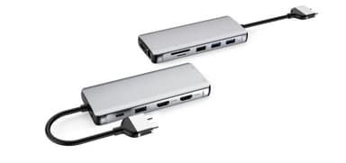 Macbook Pro -telakointiasema 1–12 porttiin, Dual HDMI, 1x DP, 1x USB C, PD 87 W, 1x RJ45 Giga, 4x USB A, 2xSD/TF 1x -ääni