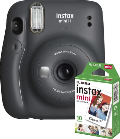 Fujifilm Instax Mini 11 kompaktikamera (harmaa, 10 valokuvapaperia)