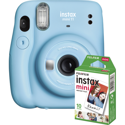 Fujifilm Instax Mini 11 kompaktikamera (sininen, 10 valokuvapaperia)