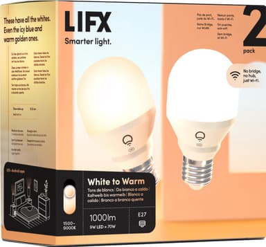 Lifx White to Warm LED lamppu E27 (2 kpl)
