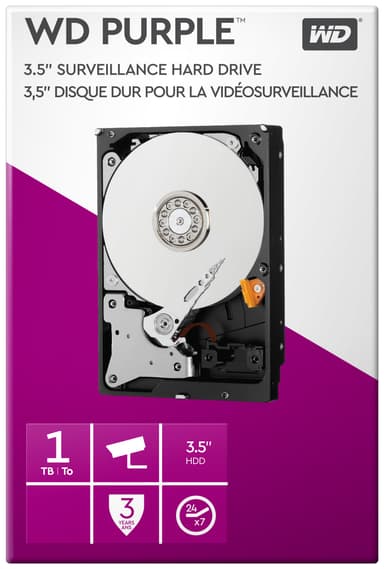 WD Purple Surveillance 3,5" sisäinen kovalevy (1 TB)